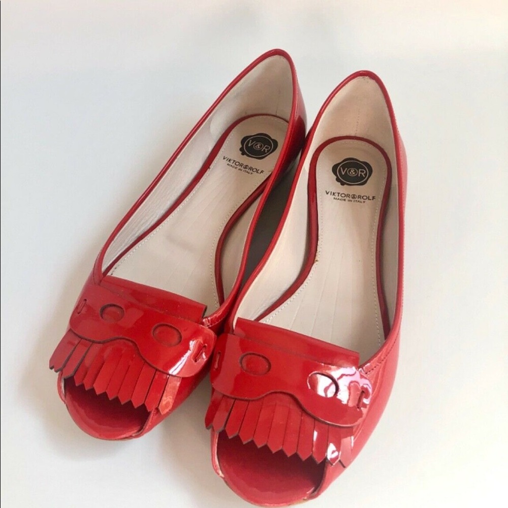 Viktor&Rolf patent leather Ballet Flats 7us, red